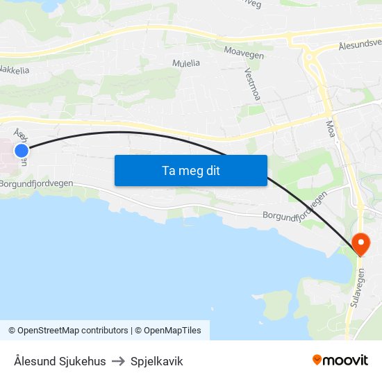 Ålesund Sjukehus to Spjelkavik map