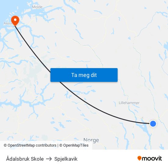 Ådalsbruk Skole to Spjelkavik map