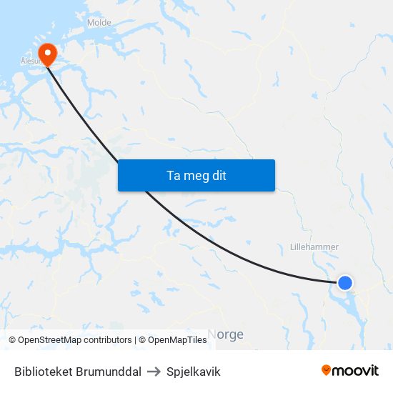 Biblioteket Brumunddal to Spjelkavik map