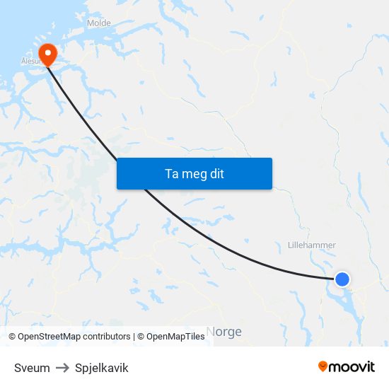 Sveum to Spjelkavik map