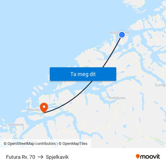 Futura Rv. 70 to Spjelkavik map