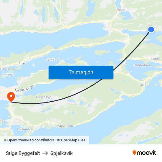 Stige Byggefelt to Spjelkavik map