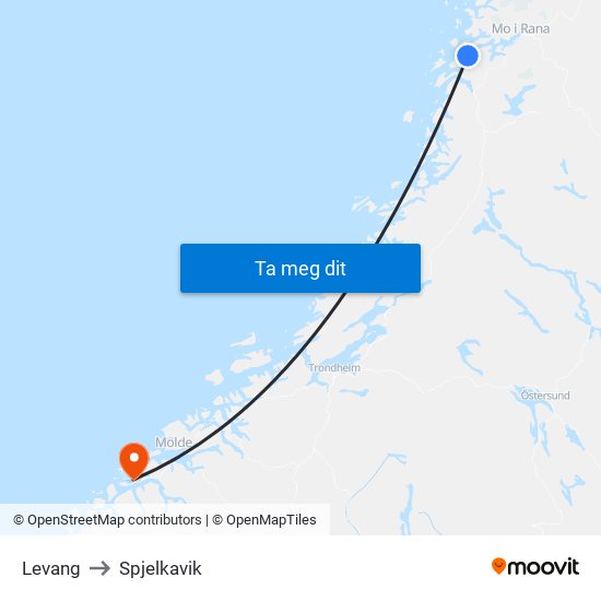 Levang to Spjelkavik map