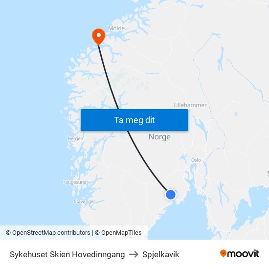 Sykehuset Skien Hovedinngang to Spjelkavik map