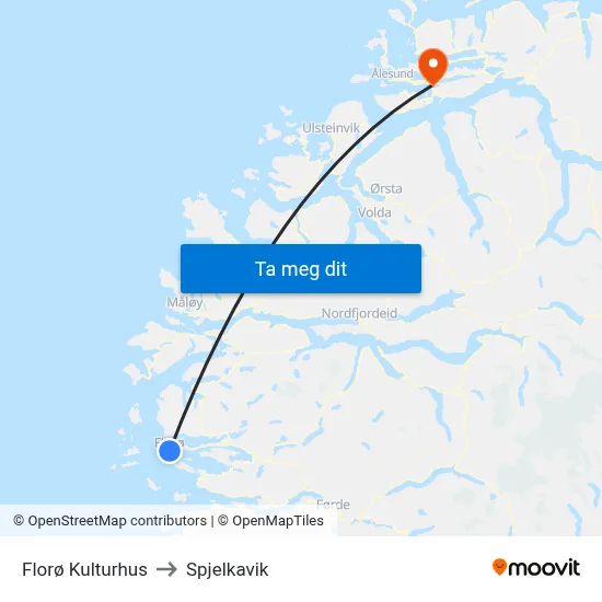Florø Kulturhus to Spjelkavik map