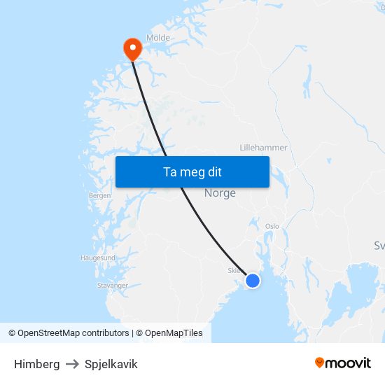 Himberg to Spjelkavik map