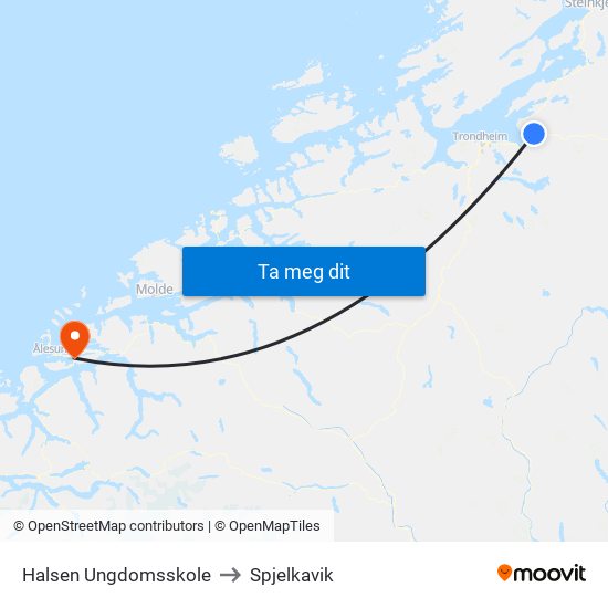 Halsen Ungdomsskole to Spjelkavik map