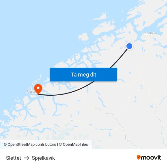 Slettet to Spjelkavik map