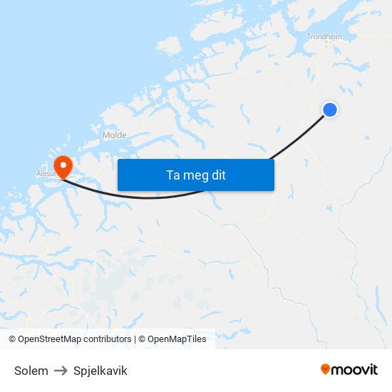 Solem to Spjelkavik map