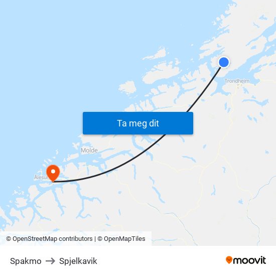 Spakmo to Spjelkavik map
