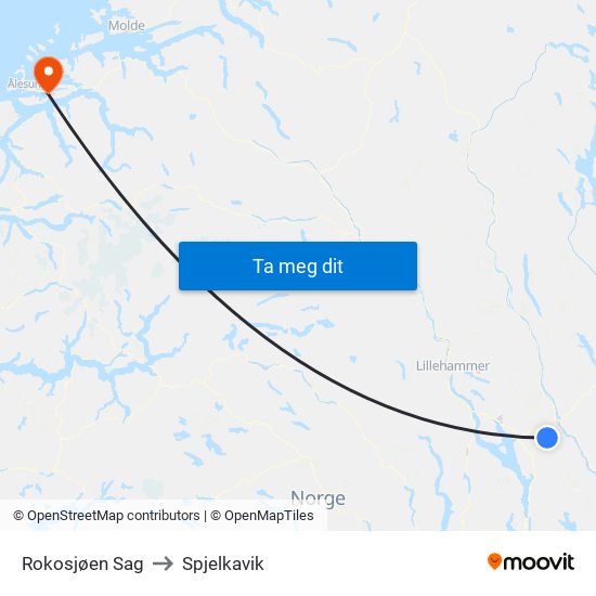 Rokosjøen Sag to Spjelkavik map