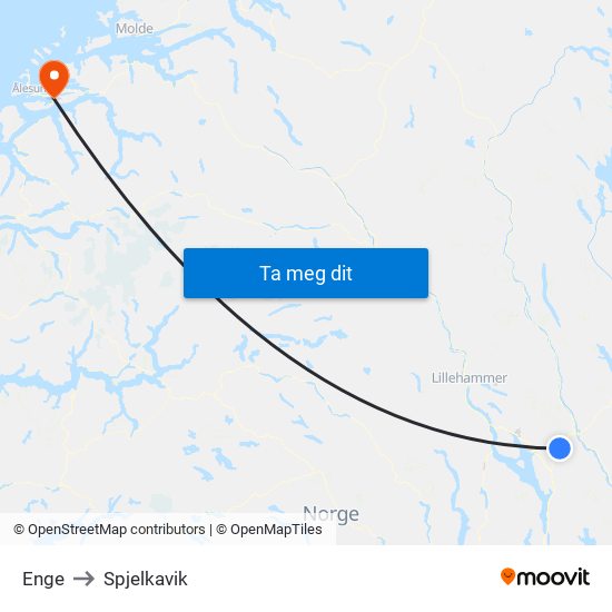 Enge to Spjelkavik map
