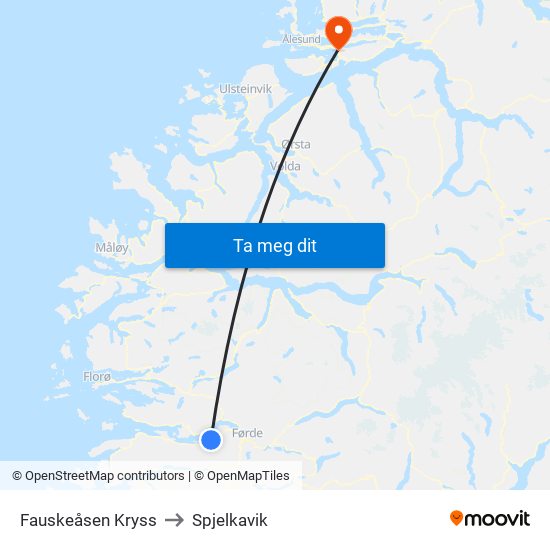 Fauskeåsen Kryss to Spjelkavik map