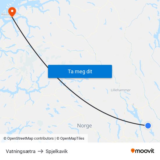 Vatningsætra to Spjelkavik map