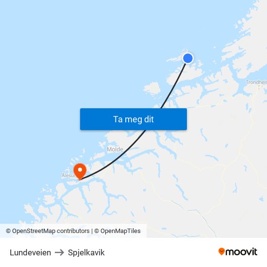 Lundeveien to Spjelkavik map