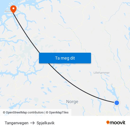 Tangenvegen to Spjelkavik map