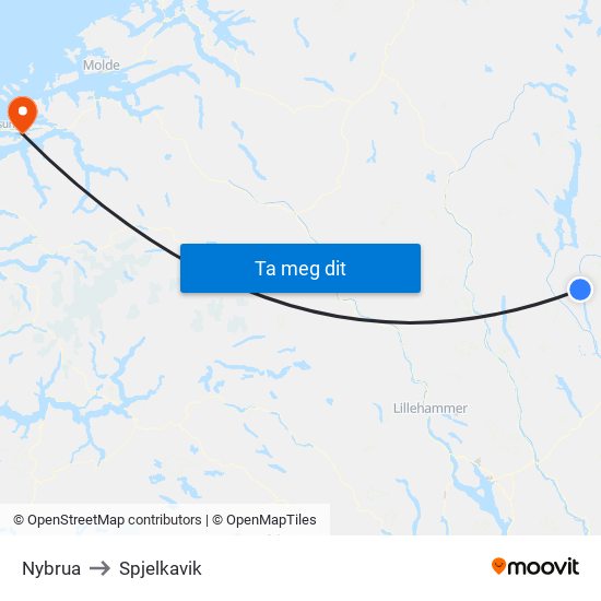 Nybrua to Spjelkavik map