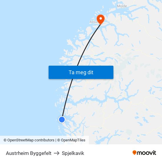 Austrheim Byggefelt to Spjelkavik map