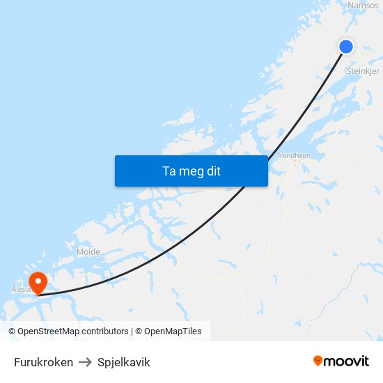 Furukroken to Spjelkavik map