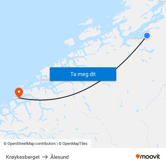 Krøykesberget to Ålesund map