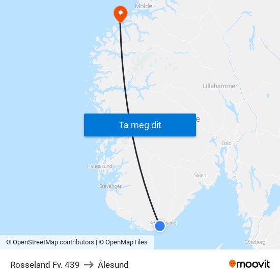 Rosseland Fv. 439 to Ålesund map