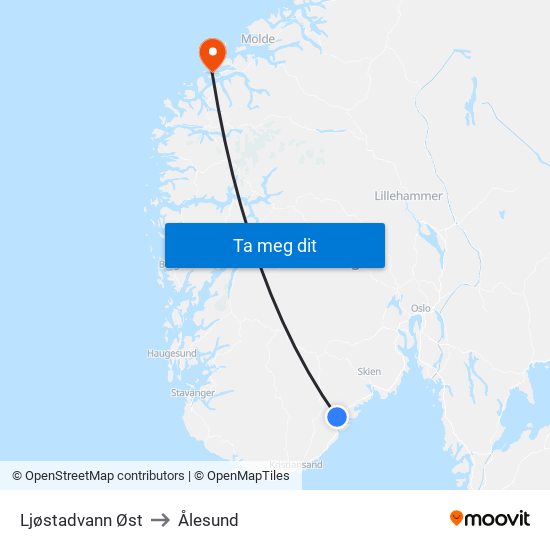 Ljøstadvann Øst to Ålesund map