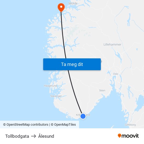 Tollbodgata to Ålesund map