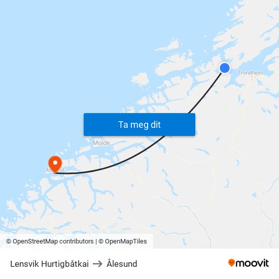 Lensvik Hurtigbåtkai to Ålesund map