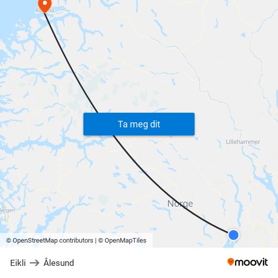 Eikli to Ålesund map