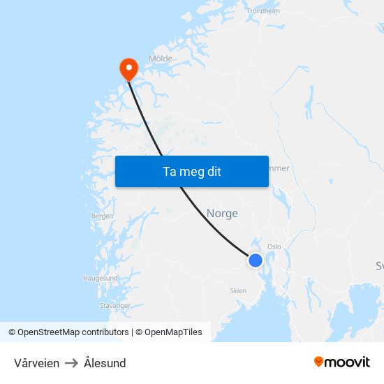 Vårveien to Ålesund map