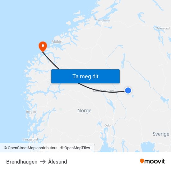 Brendhaugen to Ålesund map
