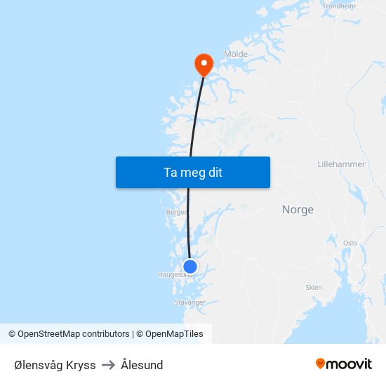 Ølensvåg Kryss to Ålesund map