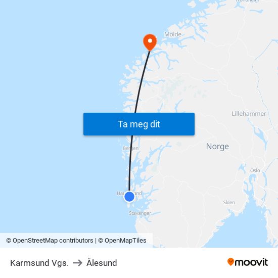 Karmsund Vgs. to Ålesund map
