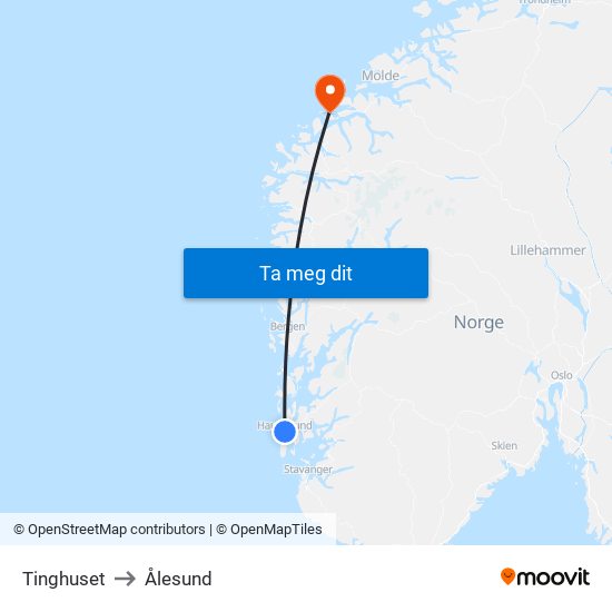 Tinghuset to Ålesund map