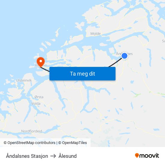 Åndalsnes Stasjon to Ålesund map