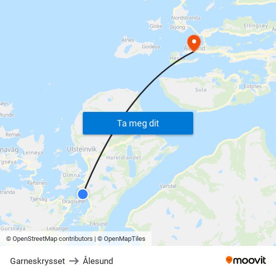 Garneskrysset to Ålesund map