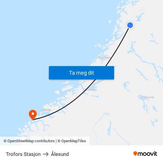 Trofors Stasjon to Ålesund map