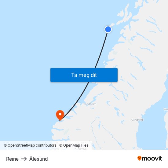 Reine to Ålesund map