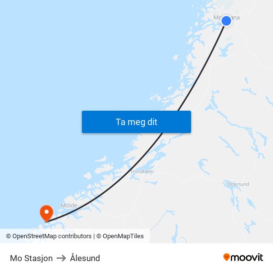 Mo Stasjon to Ålesund map