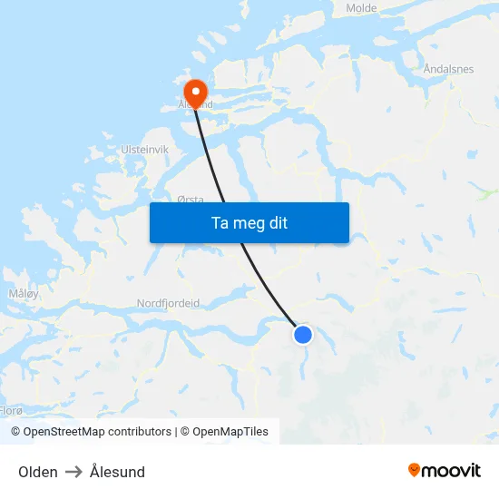 Olden to Ålesund map