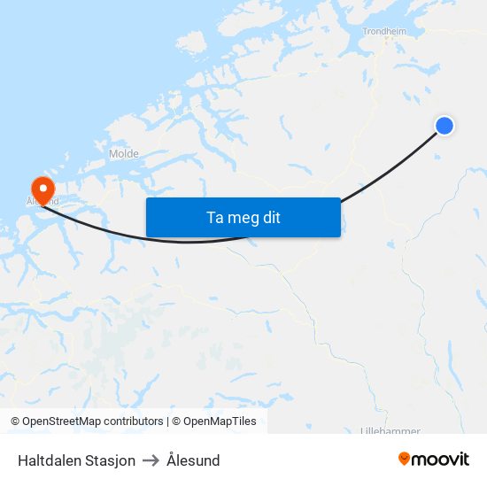 Haltdalen Stasjon to Ålesund map