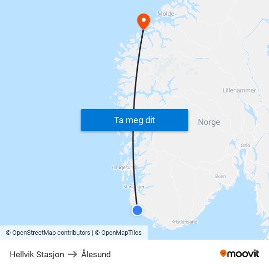 Hellvik Stasjon to Ålesund map