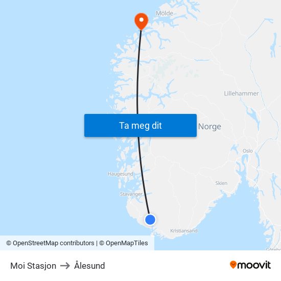 Moi Stasjon to Ålesund map