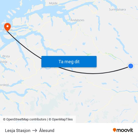 Lesja Stasjon to Ålesund map