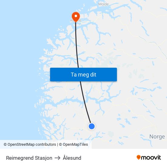 Reimegrend Stasjon to Ålesund map