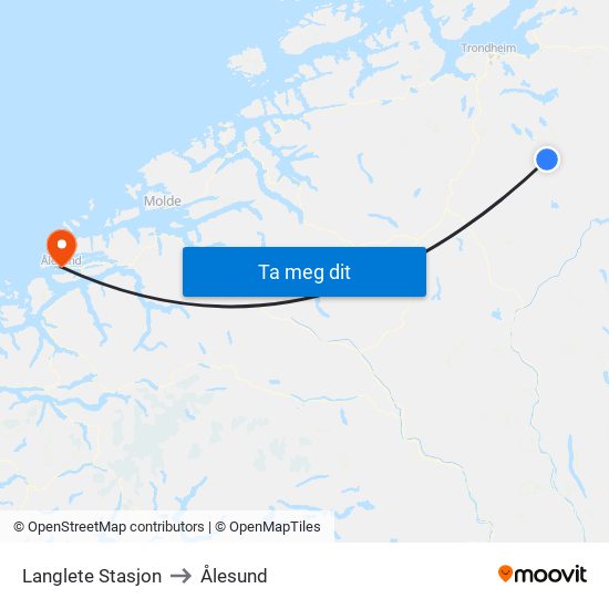 Langlete Stasjon to Ålesund map