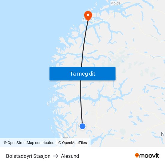 Bolstadøyri Stasjon to Ålesund map