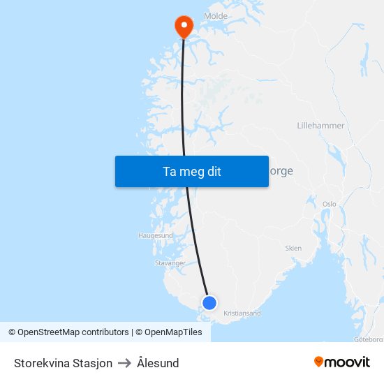 Storekvina Stasjon to Ålesund map
