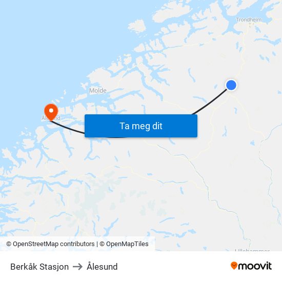 Berkåk Stasjon to Ålesund map