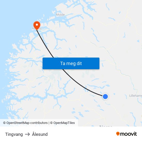 Tingvang to Ålesund map